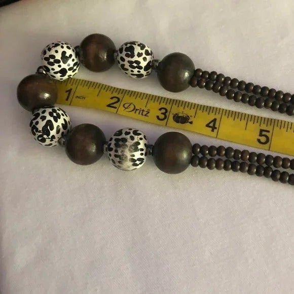 Wooden Spotted Bead Statement Necklace - Picture 4 of 6